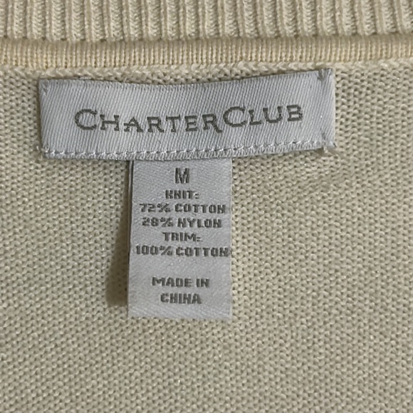 Charter Club Beige Button Down Cardigan With Flower Petals, Size Medium - Picture 5 of 7